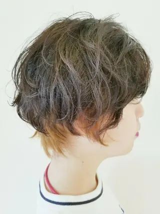 ショート カラー パーマ 髪質改善/ハイライト 小林秀樹のヘアスタイル