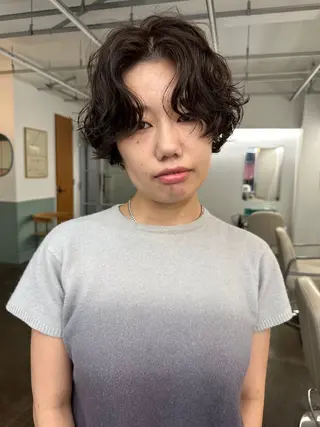 ショート カラー パーマ ボブ/レイヤー/ケア パーマ/リュウタのヘアスタイル