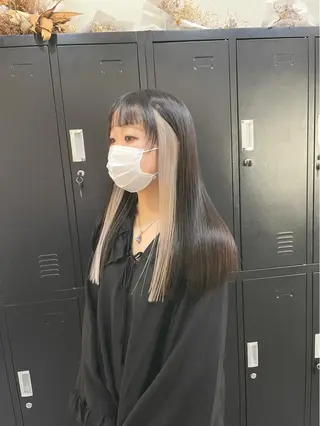 ミディアム カラー パーマ ヘアアレンジ メンズ キッズ ネイル マツエク・マツパ 切りっぱなしヘアボブ ミディアムヘアRYOのヘアスタイル