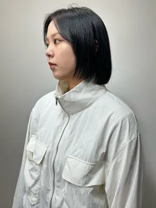 ショート カラー 縮毛矯正×ボブ職人 【圧倒的朝楽ボブ】のヘアスタイル