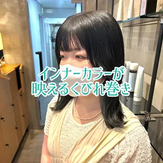 ミディアム 縮毛矯正・似合わせ タナカ レイヤのヘアスタイル