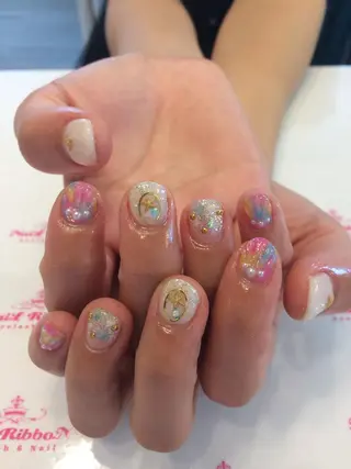 ネイル ネイルリボン 受付スタッフのネイルデザイン