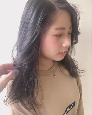 セミロング カラー パーマ美容師 hanaのヘアスタイル