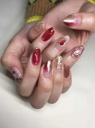 ロング カラー ネイル マツエク・マツパ 福田 加奈のネイルデザイン