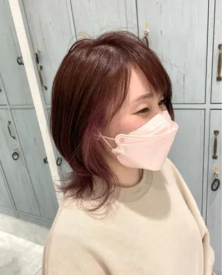 ミディアム カラー 中川 茜里のヘアスタイル