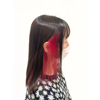 ロング カラー 髪質改善ストレート インナーカラーハズキのヘアスタイル