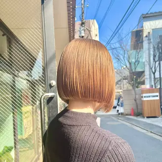 ミディアム カラー ボブ/レイヤー/ ハッシュカット/河内のヘアスタイル