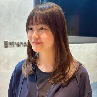 ミディアム カラー 顔まわり🥨レイヤー /透明感/水口舞奈のヘアスタイル