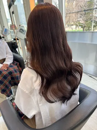 ロング パーマ オリーブカラー🫒/ ハッシュカット/みゆのヘアスタイル