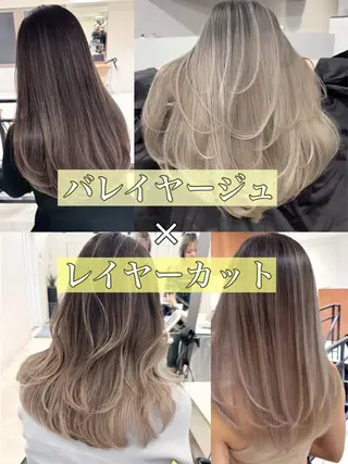 セミロング カラー ハイライト/レイヤー 河原町/Manatoのヘアスタイル