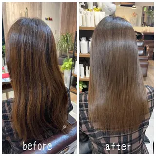 セミロング カラー 髪質改善で 憧れの潤艶美髪にのヘアスタイル