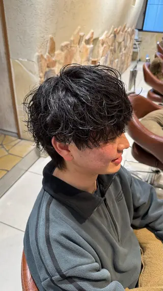 ショート カラー パーマ ヘアアレンジ メンズ 新宿のパーマ職人/ メンズパーマ/石見のヘアスタイル