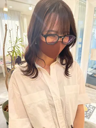 ミディアム カラー 中堀 遥のヘアスタイル