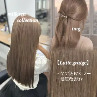ロング カラー NAMI🤎ブラウン &ミルクティー🤍のヘアスタイル