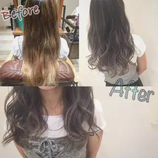 ミディアム セミロング ロング カラー パーマ ハイトーン×髪質改善 KENTAのヘアスタイル