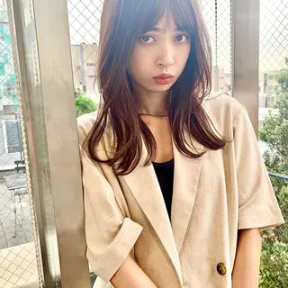 セミロング カラー Sana / 韓国ヘア / カラーのヘアスタイル