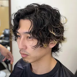 ミディアム カラー パーマ ヘアアレンジ メンズ EnBlesS西宮 マンツーマン神道有基のヘアスタイル