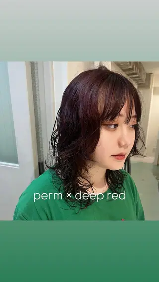 セミロング カラー パーマ タマキ/ パーマ/Wカラーのヘアスタイル