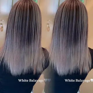 セミロング カラー ハイトーンカラー/エ クステ/デザインのヘアスタイル