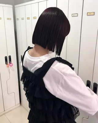 ミディアム ぷつっとボブ/ちゅる ピンク/mika☆のヘアスタイル