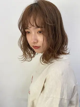 ミディアム カラー パーマ ヘアアレンジ インナーカラー/ KANAのヘアスタイル