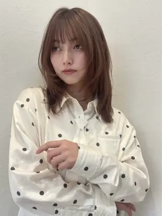ミディアム カラー くびれヘア/髪質改善 はるのヘアスタイル