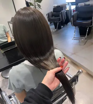 セミロング カラー パーマ ヘアアレンジ 透明感/オリーブ/ グレージュ/YUKAのヘアスタイル