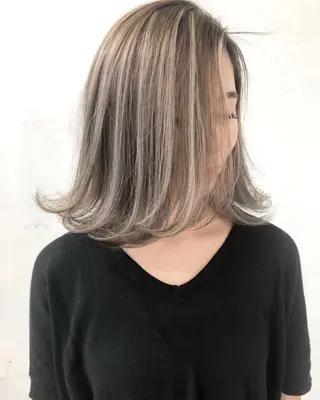 ミディアム カラー ヘアアレンジ 韓国風×透明感カラー 髪質改善オタベシンヤのヘアスタイル