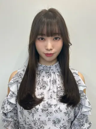 ロング カラー 心斎橋l大人韓国ヘア レイヤー×艶カラーのヘアスタイル
