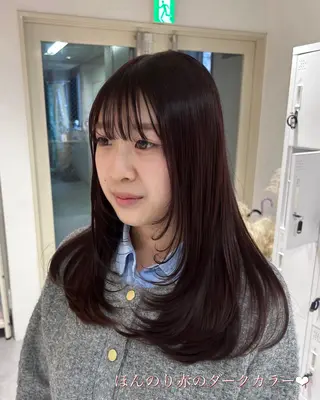 セミロング カラー ヘアアレンジ 🤎オリーブカラー× パーマ特化💫森口のヘアスタイル