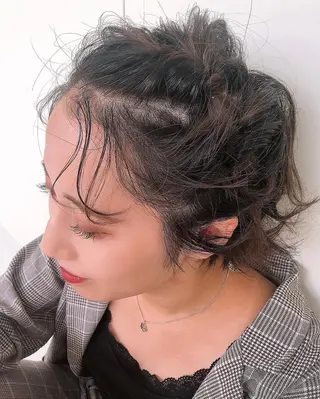 ショート ヘアアレンジ 【ピンク/韓国ヘア/ ヘアセット】亜海のヘアスタイル