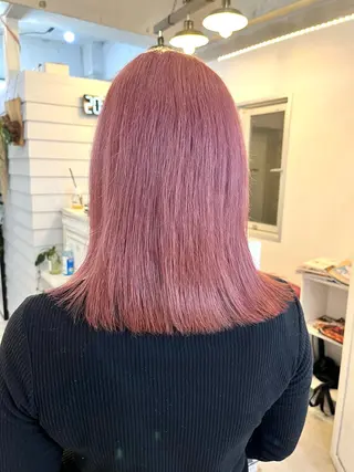 ミディアム カラー ブリーチ有無Wカラー メンズパーマ大成のヘアスタイル