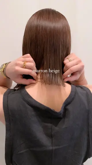 ミディアム 落合希 Olivebeigeのヘアスタイル