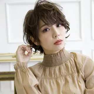 ショート パーマ SOURCE茨木/ ヘアケア/艶カラー✨のヘアスタイル
