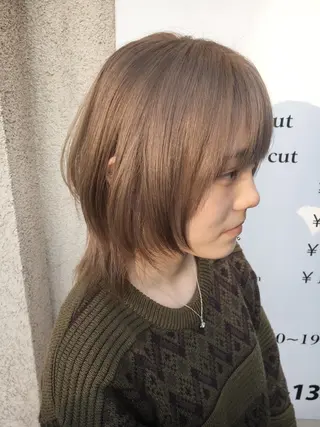 セミロング カラー 永井 大希のヘアスタイル