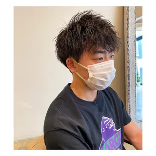 ミディアム パーマ メンズ 菊池大一 溝の口パーマのヘアスタイル