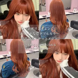 ロング カラー 韓国風艶髪🎀 暖色カラー🤍のヘアスタイル