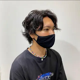 ミディアム パーマ メンズ JINKIメンズ特化 メンズカットパーマのヘアスタイル