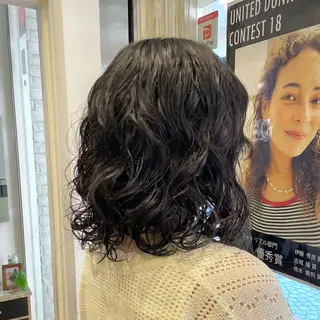 ミディアム パーマ 横浜パーマ🌐ボブ✨ 暖色カラーもえかのヘアスタイル