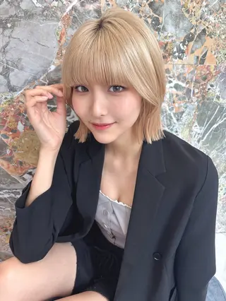 ミディアム カラー SAYAKA 🍒／ボブ／暖色のヘアスタイル