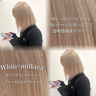 ミディアム カラー ダメージレスハイ トーン💖kanonのヘアスタイル