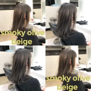 セミロング ハイトーン×レイヤー カットTAKUMIのヘアスタイル