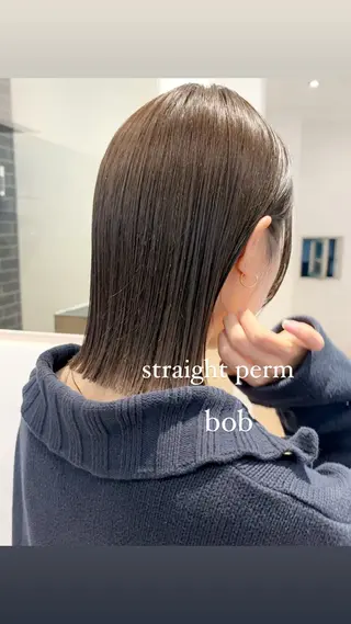 ミディアム パーマ 切りっぱなしボブ/ ショート/カエ🌛のヘアスタイル