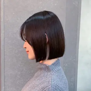 ショート 切りっぱなしボブ/ 縮毛矯正/レンのヘアスタイル