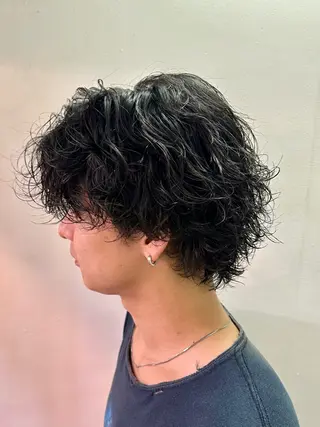 ミディアム パーマ メンズ 横浜/メンズ特化/ Farbe/田中颯斗のヘアスタイル