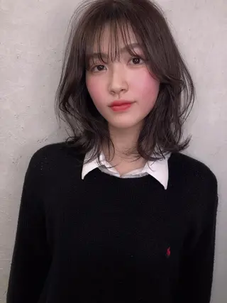 セミロング カラー 前髪顔周りカット 沼田　拓斗のヘアスタイル