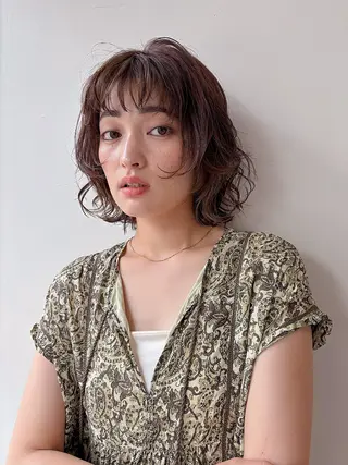 パーマ ボブ/ミディアム 親しみやすさ/さくらのヘアスタイル