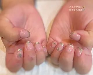 ネイル ショートネイル 森のさんぽ道のネイルデザイン