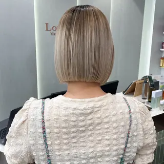 ショート カラー 縮毛矯正/ストンボブ Wカラー💎ヒデジのヘアスタイル