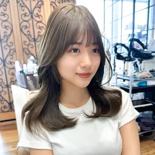 セミロング カラー 顔周り/くびれヘア 韓国ヘア💕風間るなのヘアスタイル